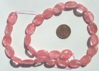 16 inch strand of 16x12mm Flat Oval Cherry Quartz